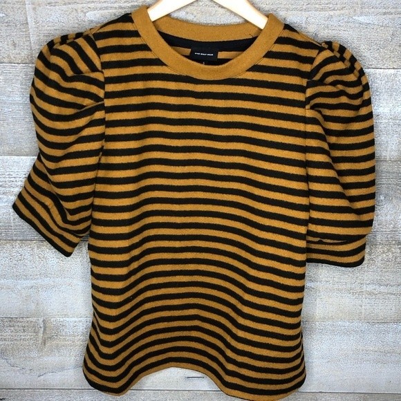 Who what wear small yellow striped puff sleeve top - Picture 2 of 4